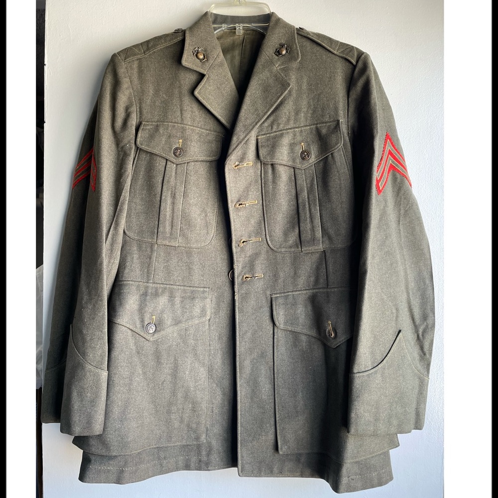 WWII USMC-Dress-Alpha-Green-Military-Coat-Jacket